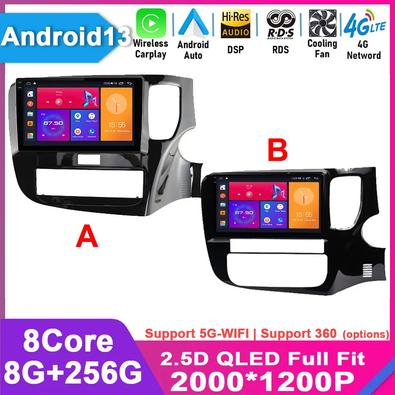 For MItsubishi Outlander 3 2012 - 2021 Android 13 Auto No 2 Din 2din DVD Car Radio Multimedia Video Player Navigation GPS