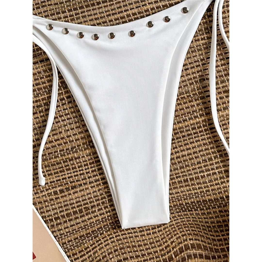 Halterneck-Bikini mit Ausschnitten, Damen-Badeanzug, zweiteiliges Bikini-Set, hoher Beinausschnitt, gepolstert, Badebekleidung, Badeanzug, Modell V8269. – Detail 24