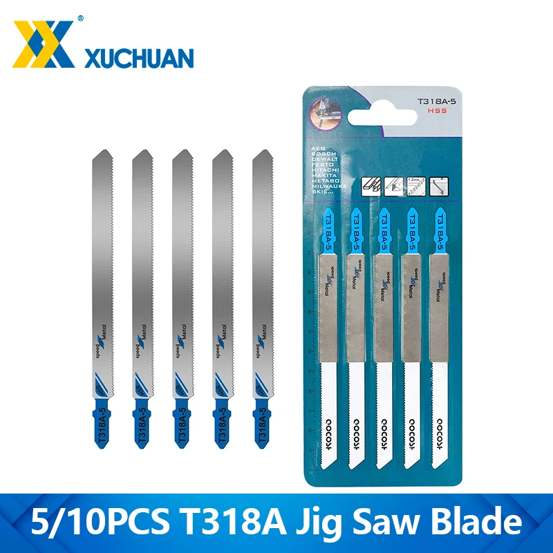 XUCHUAN Saw Blades 5/10pcs High Speed Steel Jig Saw Blade T Shank T318A HSS Saw For Wood/Metal Cutting Tools