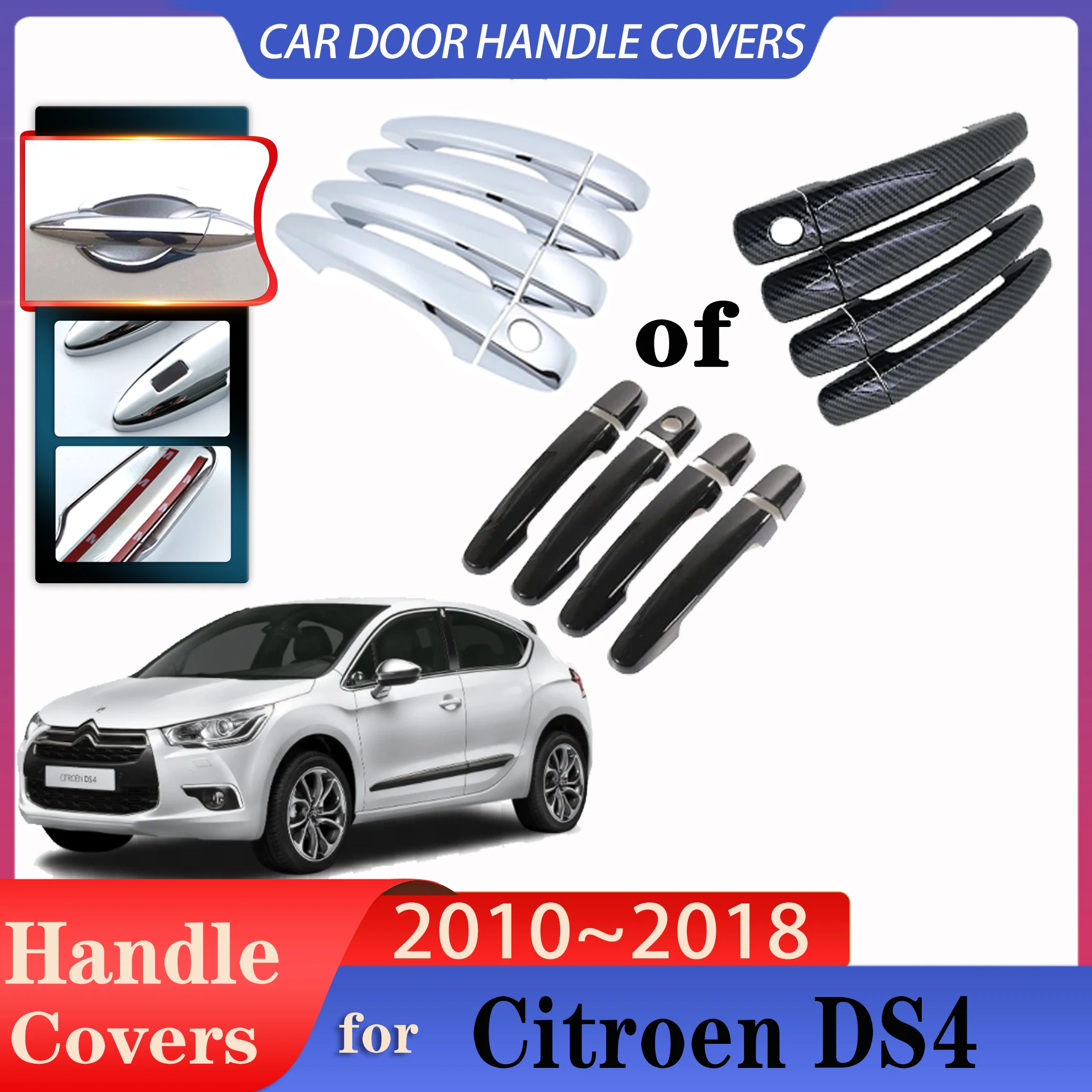 

For Citroen C Elysee Accessories Peugeot 301 2012~2024 Car Door Handles Covers Exterior Scratch Protective Decor Car Accessories