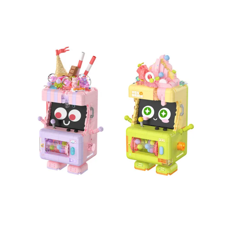 Idea Funny Cartoon Ice Cream Cake Arcade Game Mini Block Model Building Bricks Robot Construction Educational Toys For Gifts