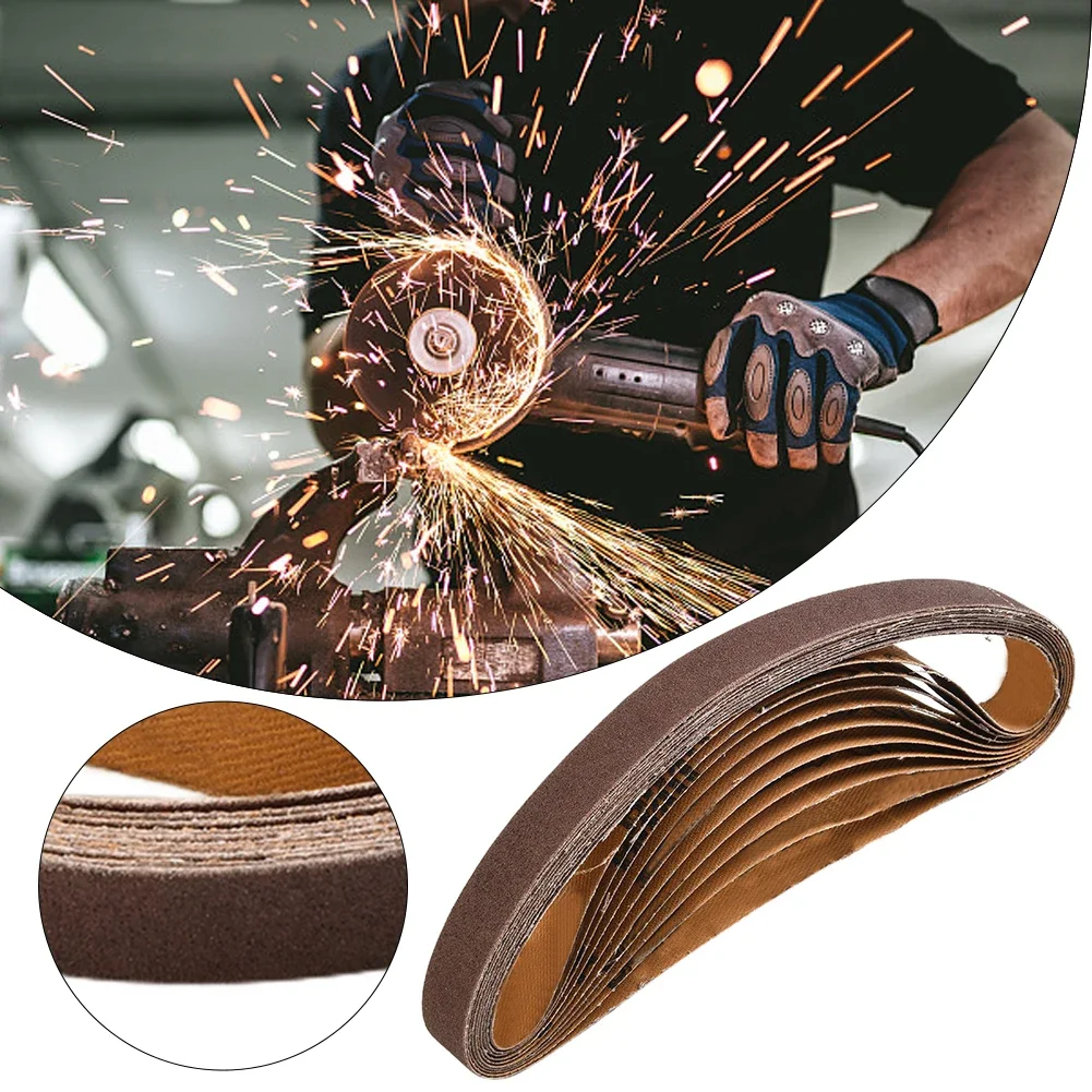 10PCS/Set 452*15mm Sanding Belts 60-600 Grits For Wood Soft Metal Polishing Sandpaper Abrasive Bands Belt Sander Abrasive Tools