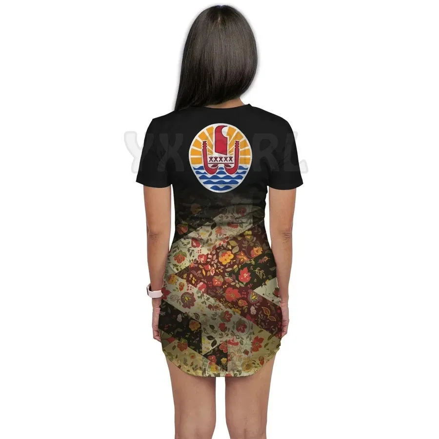 YX GIRL norvegia t-shirt Dress - Hibiscus 3D All Over Printed t-shirt DRESS Sexy Summer Women abiti Casual