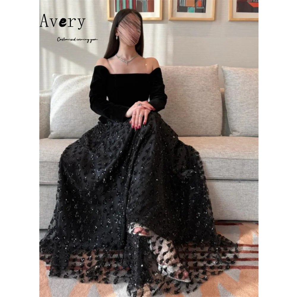

Avery Customized Black Embroidery Lace A-line Elegant Dress Luxury Wedding Guest Luxurious Women's Evening Dresses Luxury 2025