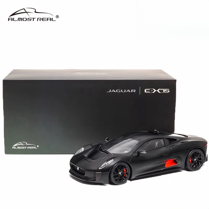 1:18 alloy full open Jaguar C-X75-2013 matte black die alloy press shaft miniature simulation model, adult decoration, boy toy,