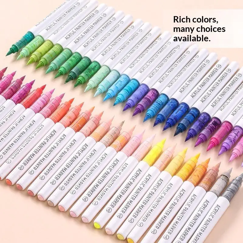 ۞ 9Pcs 9 Colors Acrylic Color Markers Direct Liquid Paint Marker Pen DIY Drawing With Storage Box School Supplies Stationery