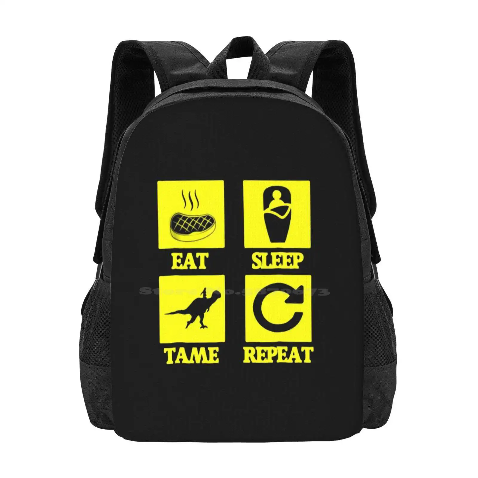 Eat Sleep Tame Repeat Hot Sale Schoolbag Backpack Fashion Bags Dinosaur Eat Sleep Tame Repeat Gamer Gaming Funny Ark Survival