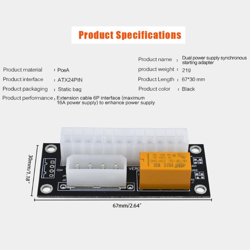 24핀 4핀 Molex 동기화 시작 보드 듀얼 PSU 전원 공급 장치 동기화 어댑터
