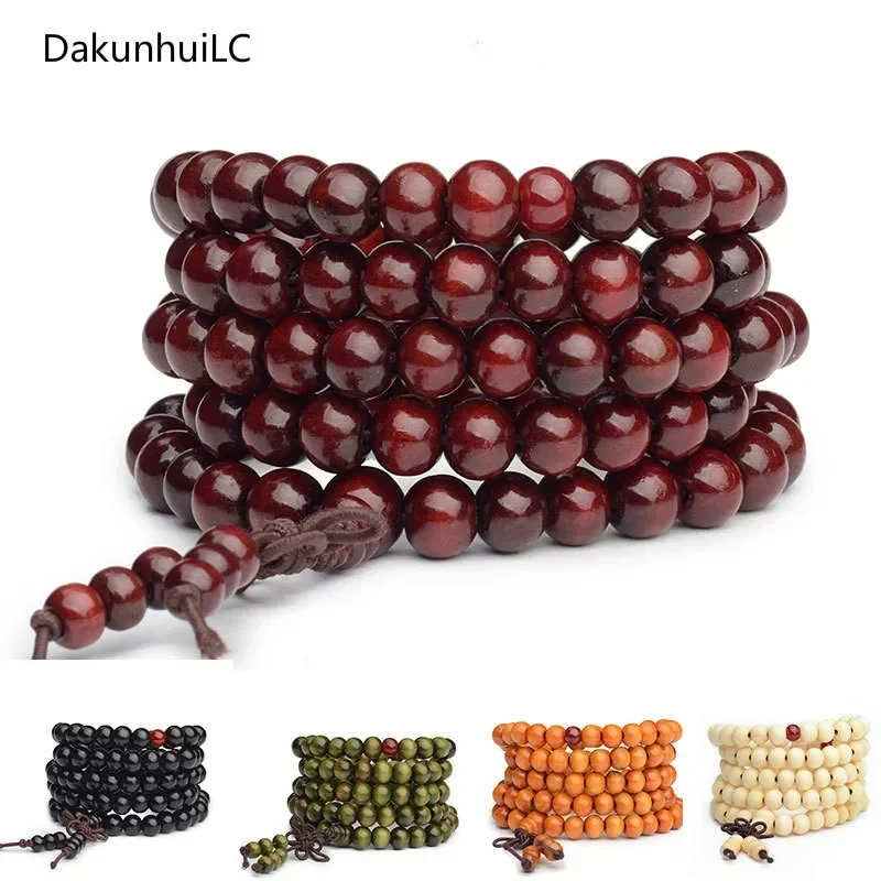 Pulseras 108 Beads 8mm Natural Sandalwood Buddhist Buddha Wood Prayer Bead Mala Unisex Men Bracelets & Bangles Jewelry Bijoux