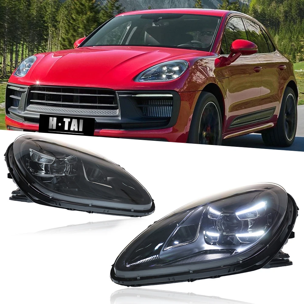 

Pair LED Headlights For Porsche Macan 2014-2020 Headlight Assembly Headlamp High Beam Low Beam Daytime Running Lights Wide Lamps