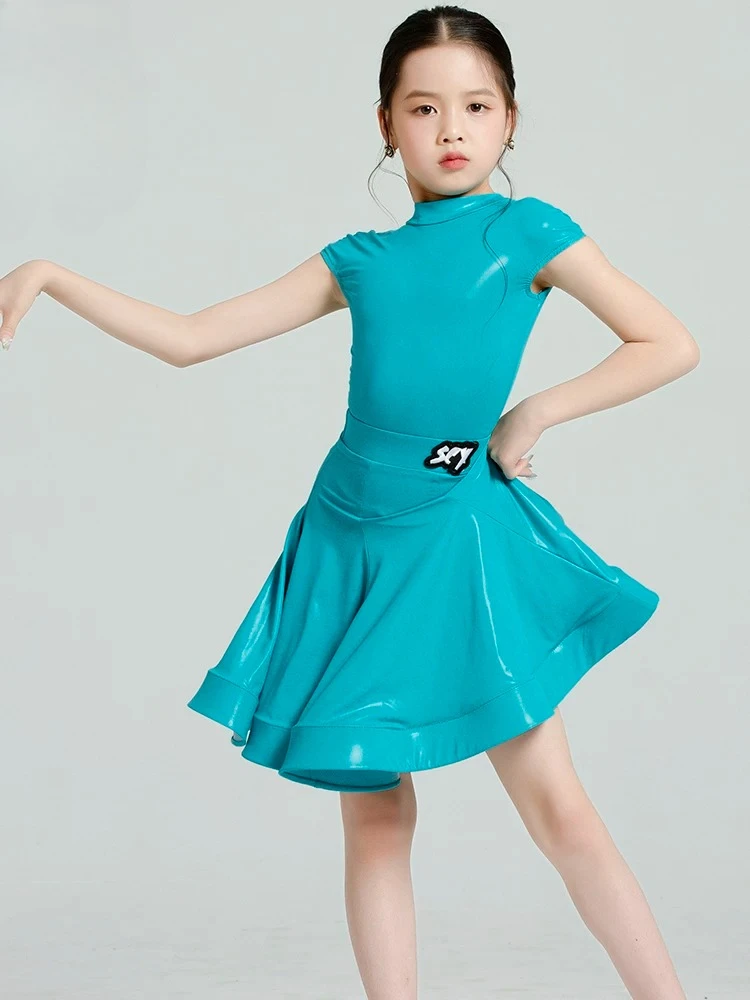 2026 Summer Shiny Latin Competition Dress Smooth Cooling Fabric Multi Colors Kid Professional Tournament Stage For Young Dancers view 4