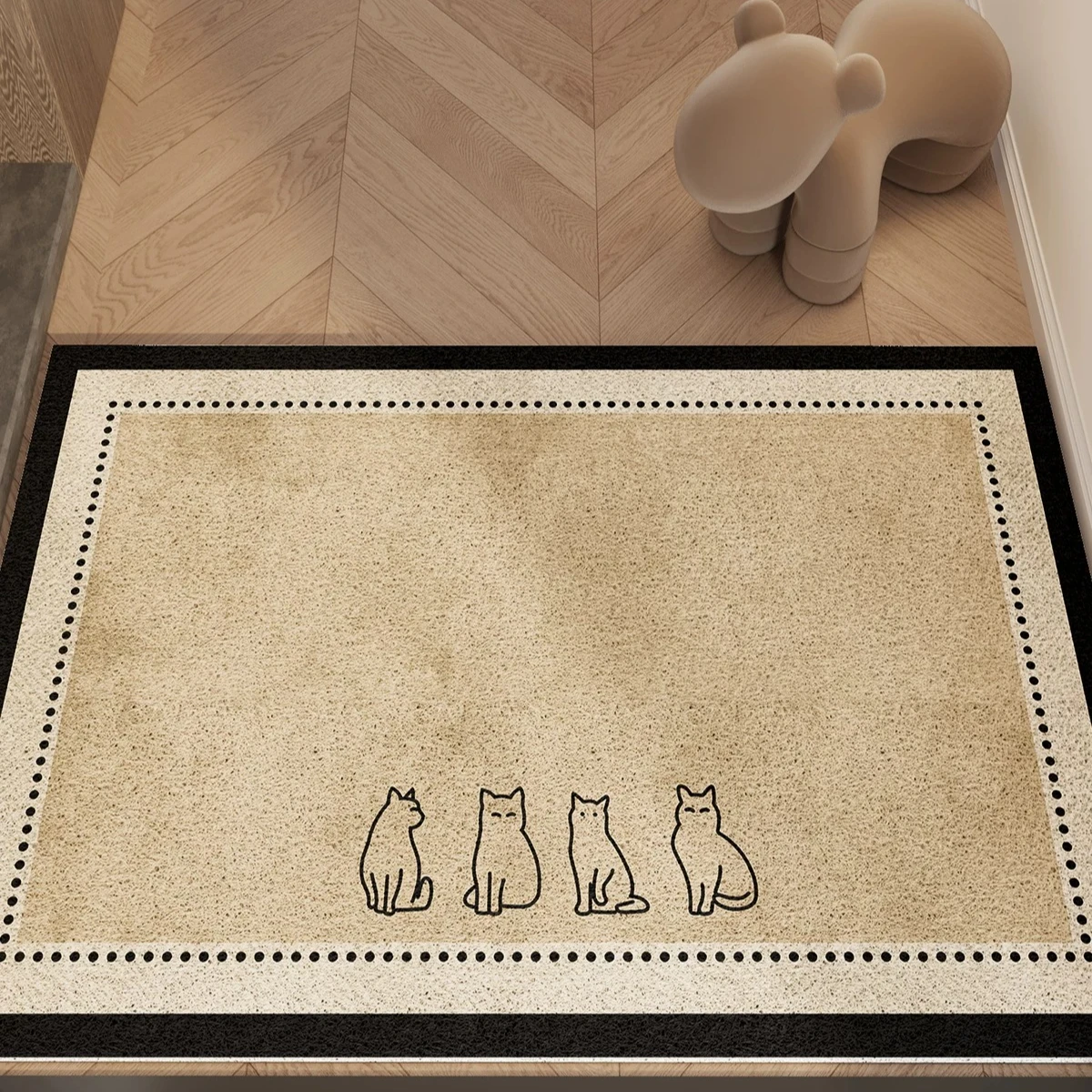 Cartoon cat entry door mat dust removal thickened wear-resistant silk ring floor mat carpet non-slip entrance mat