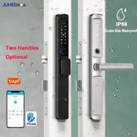 Double Side Waterproof IP66 Dustproof Tuya Wifi Fingerprint Sliding Smart Lock RFID Card Code TTlock APP Aluminum Door Locks