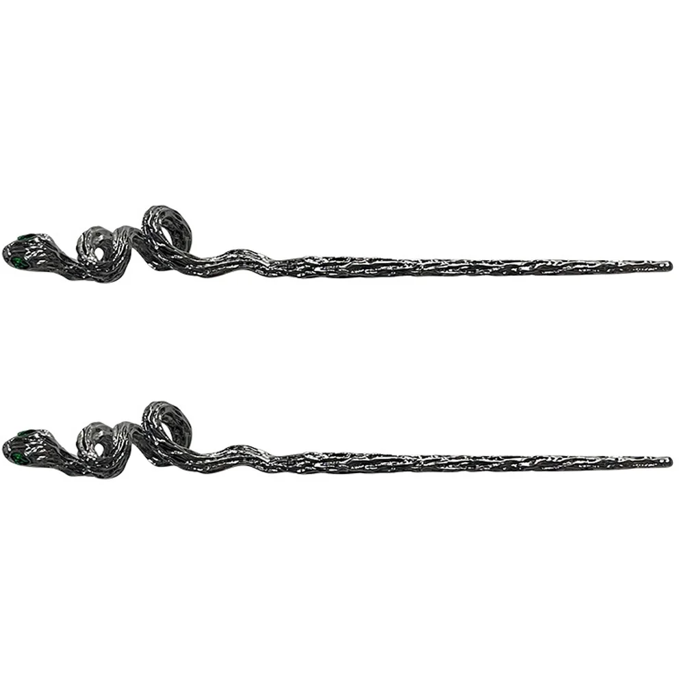 

2 Pcs Metal Snake Hairpin Miss Women's Barrettes for Thick Japanese Accessories Chopsticks
