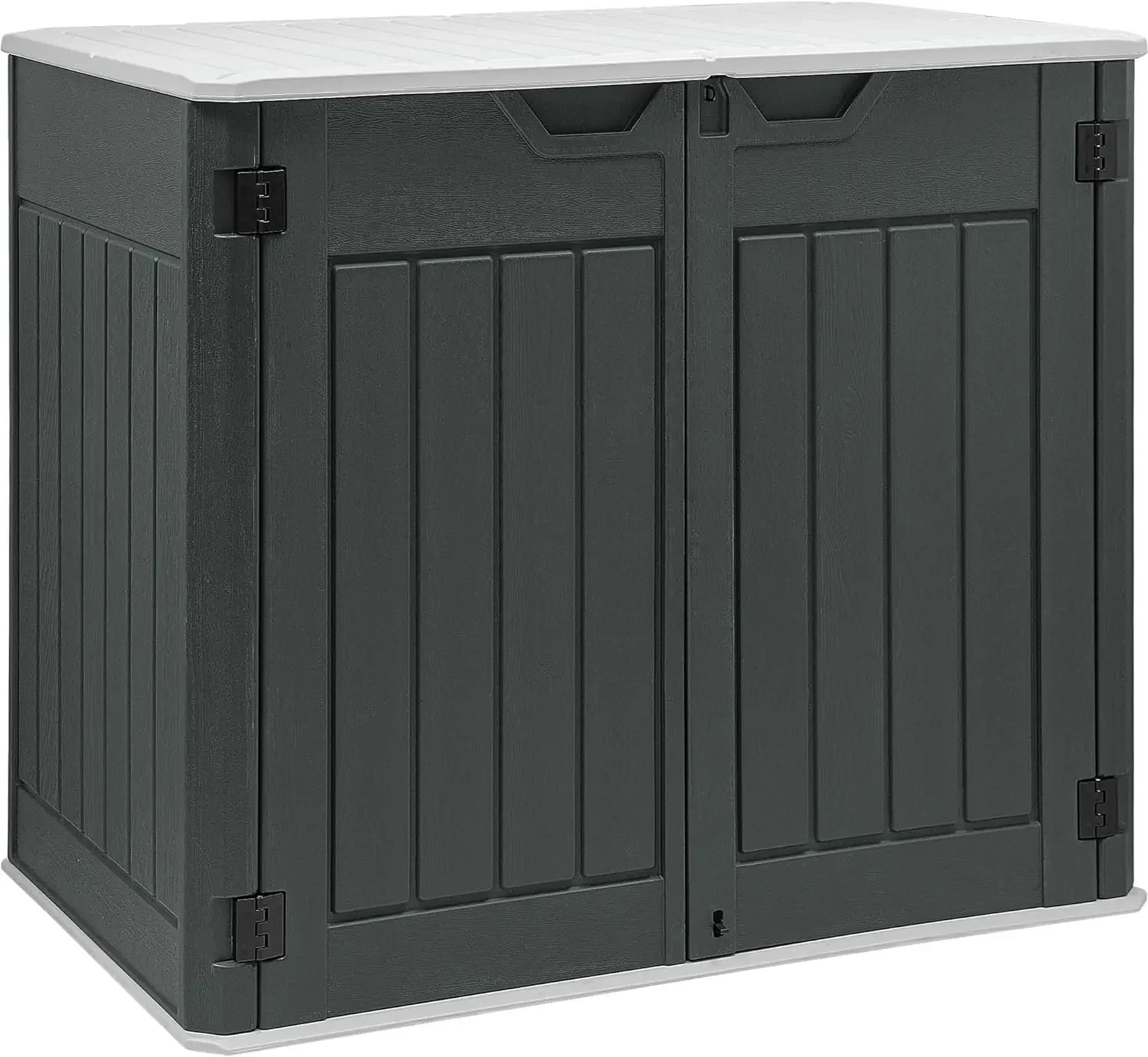 Large Outdoor Horizontal Storage Shed, 47 cu ft Resin Tool Shed w/o Shelf, Waterproof Outdoor Storage with Floor for Trash Cans