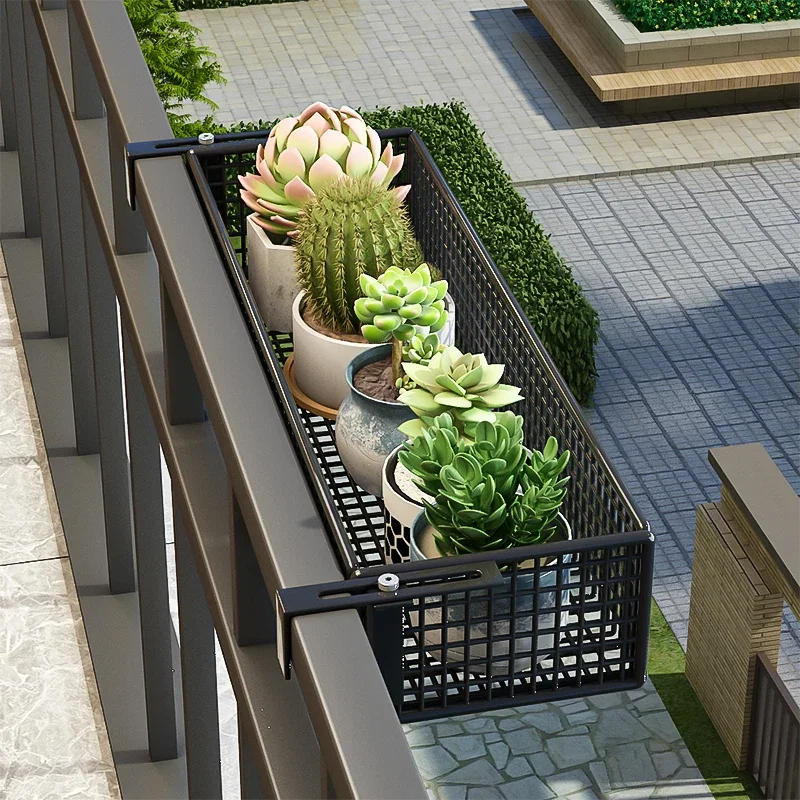 Balcony Plant Stand Storage Rack Iron Art Hanging Succulent Plant Pot Holder Window Shelf New 2026 No Drilling Required
