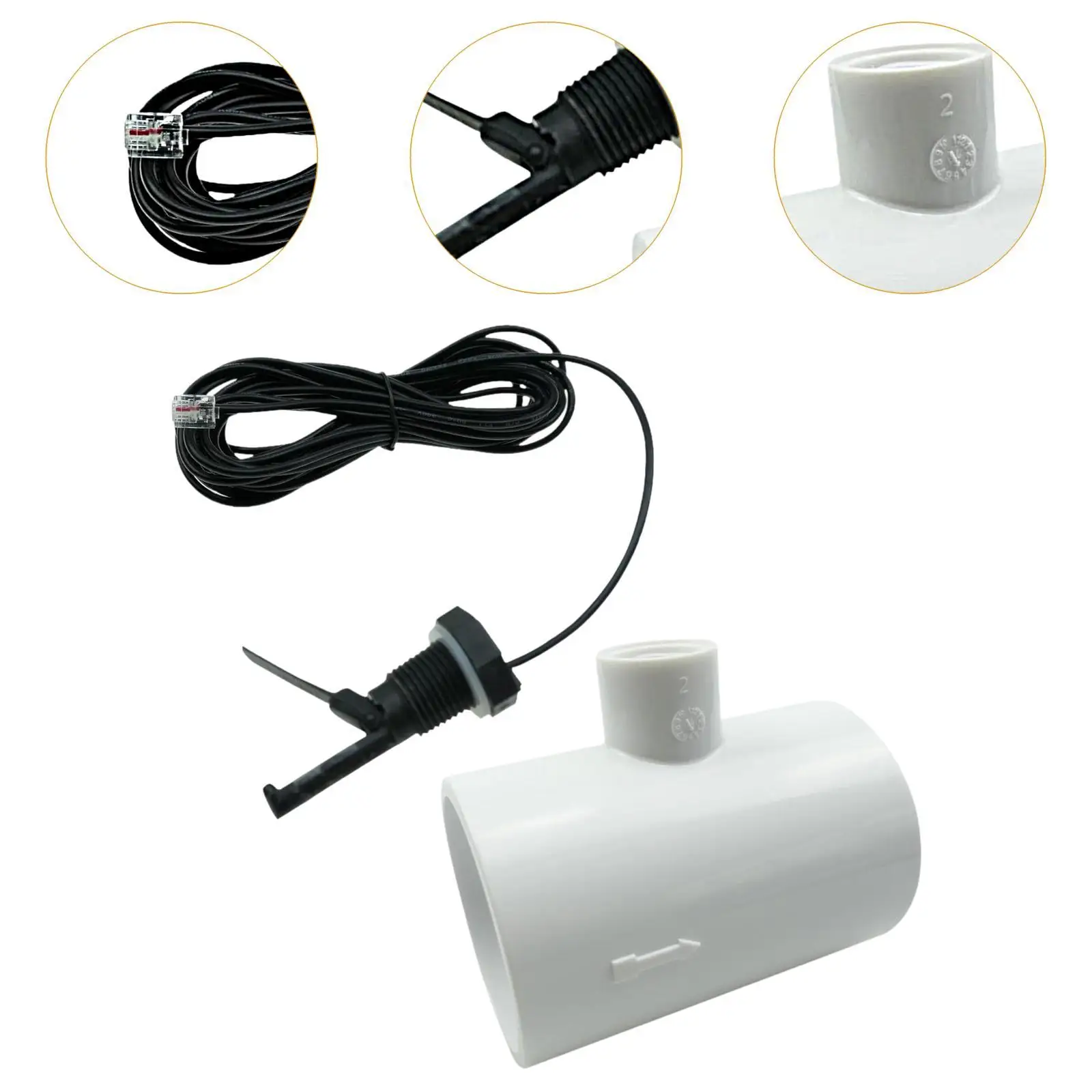 Durable Flow Switch Assembly with Long Cable and Connector for Pool Safety Saltwater Adapter Kit
