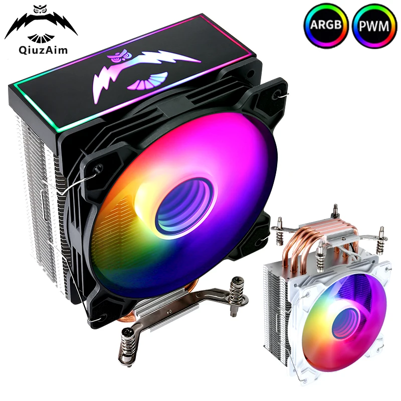 

QiuzAim PC Air-cooled Processor 4 Heat Pipe Radiator Argb Fan 120mm CPU x79 x99 cooler 4pinPWM install LGA2011 115x 1200 1700 i5