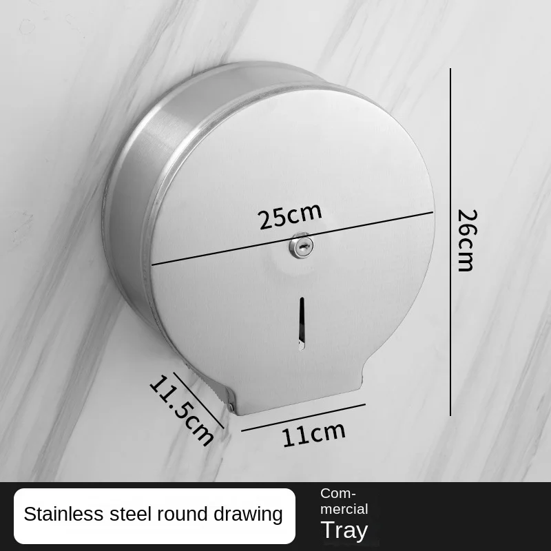 304 Stainless Steel Large Hand Towel Large Roll Paper Box Public Toilet Hotel Bathroom Waterproof Toilet Paper Hand Tissue Box