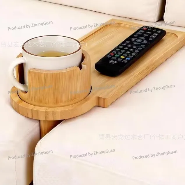 Bamboo Sofa Seam Storage Tray Household Solid Wood Snacks Wooden Tray with Cup Holder Wooden Sofa Seam Storage Tray
