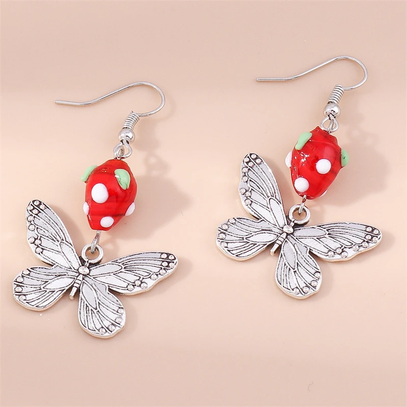 

Fashion Flying Butterfly Drop Earrings for Women Fruit Pitaya Dangle Earrings Girls Party Festival Jewelry Gifts
