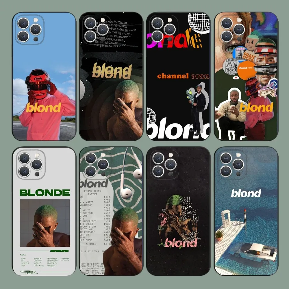 Custodia per telefono F-Frank Singer Ocean Blonde per iPhone 15,14,13,12,11,Plus,Pro Max, XS, X, XR, SE, Mini, 8,7 Cover morbida in silicone nero