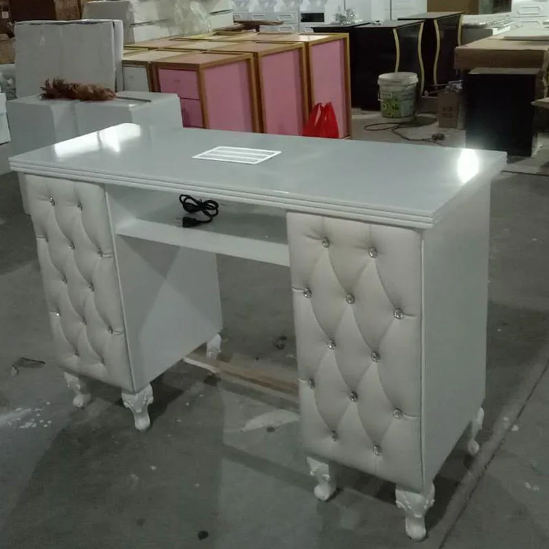 Hot Selling Professional Modern Single Double White Wood Manicure Table Nail Table For Salon