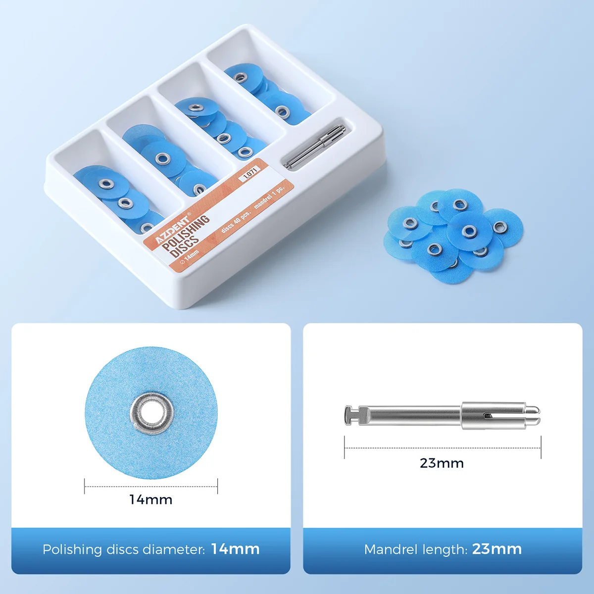 Azdent Dental Polishing Discs 40Pcs Discs +1Mandrel Teeth Polishing Kit For Finishing And Polishing Dental Material