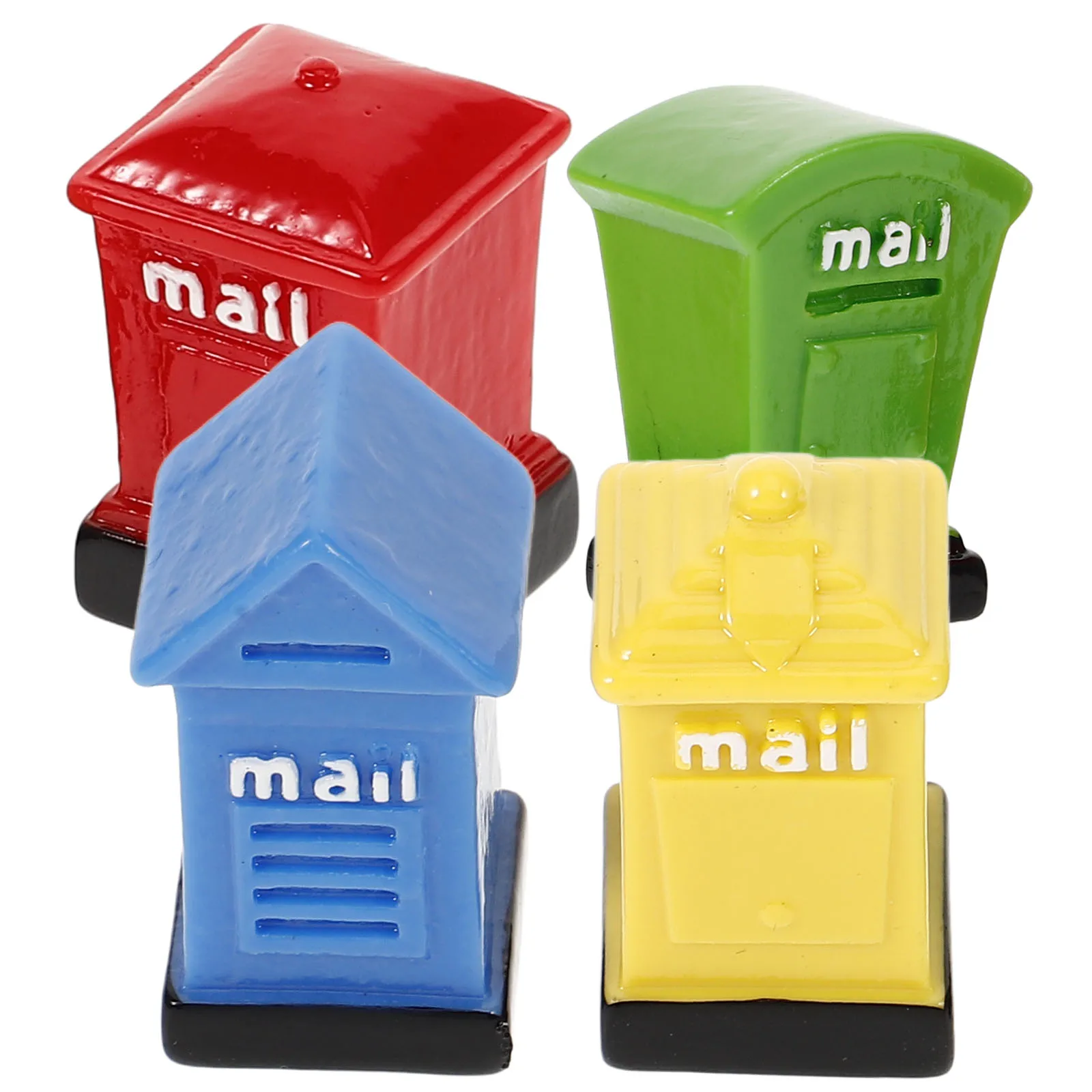

4pcs Mini Mailbox Ornaments Resin Craft Decorative Office Supplies Email Box Accessories House Miniatures Sand Scene Toys