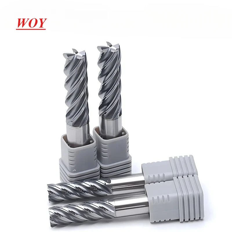 

WOY CNC Machining Center Tools HRC68 5-Flute High Hardness Coarse Fine Integrated End Milling Cutter For Steel Parts Endmills