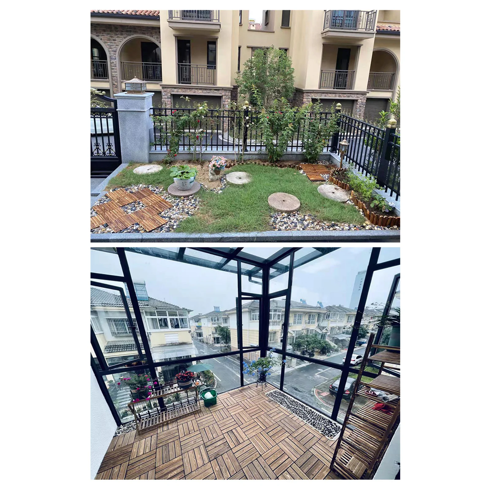 

10PCS Wood Floor Blocks Corrosion Resistance Splicing Flooring Tiles for Outdoor Terrace Balcony Wood Floor Covering Tiles