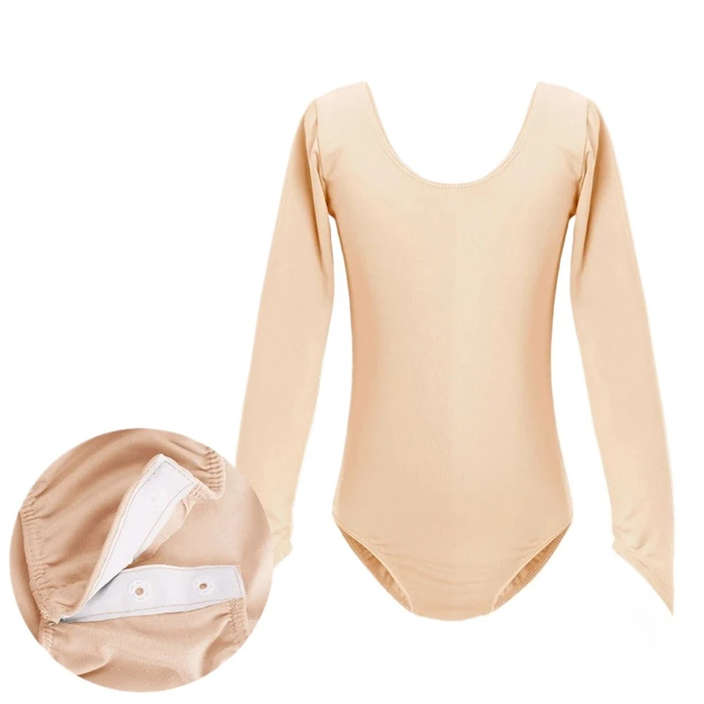 

Kids Ballet Costume Bodysuit Bottoming Shirt Top Finger Long Sleeves Gymnastics Leotard for Girls Nude Dance Ballet Underwear