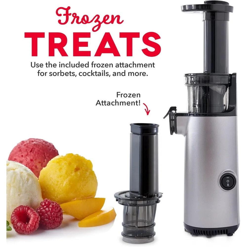 HAOYUNMA Deluxe Compact Masticating, Easy to Clean Cold Press Juicer with, Frozen Attachment and Juice Recipe Guide