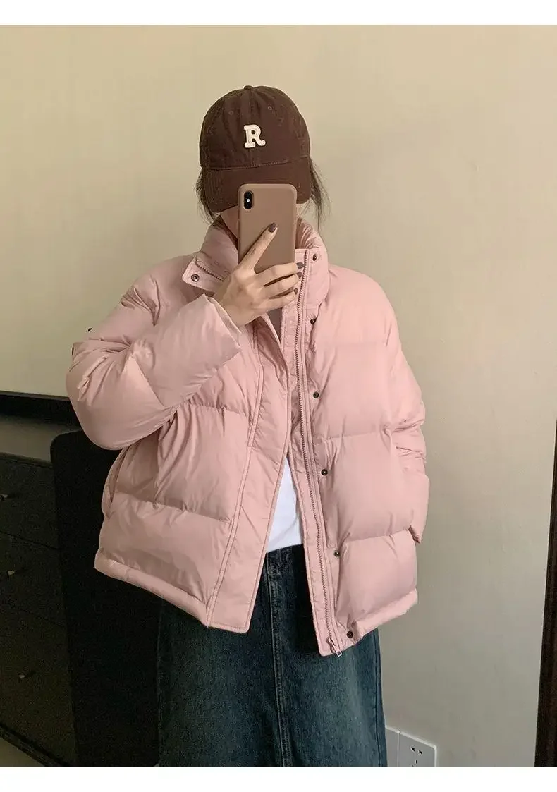 Piumino da donna Cappotto corto invernale Moda casual 90% Piumino d'anatra bianco Colletto alla coreana Parka da donna con piume