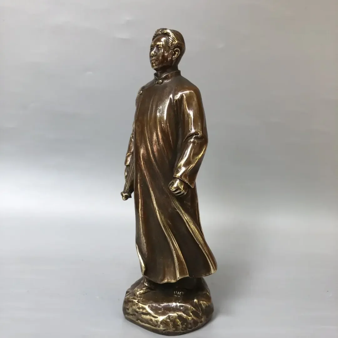 Young Mao Zedong Full Body Bronze Statue Pure Copper Chairman Mao Figure Home Office Desk Decor