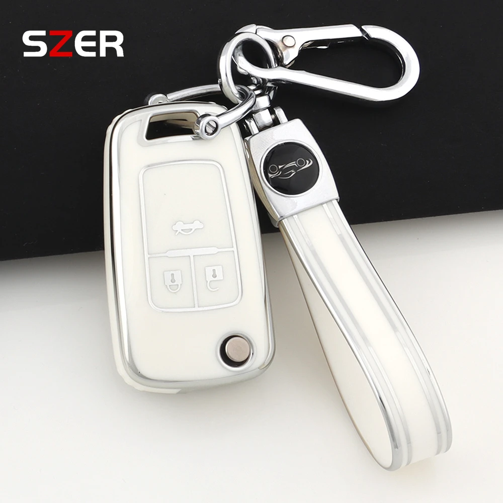 3 BTN TPU Car Flip Key Case Cover Shell Fob For Opel Astra Corsa Mokka Buick Chevrolet Cruze Aveo Malibu Trax Sail Accessories