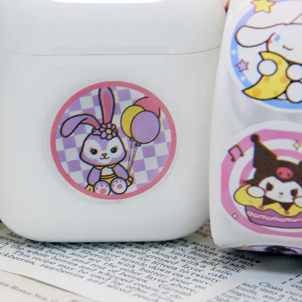 Pegatinas de sellado de Sanrio, calcomanías de PVC para ordenador portátil, decoración de Stiker, recompensa, regalo, juguetes, 500 piezas por rollo