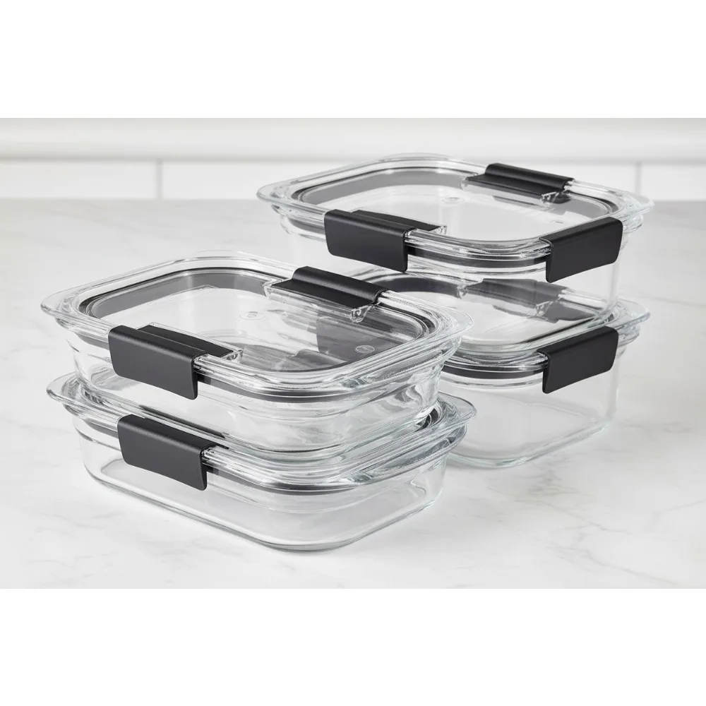 

Стеклянный набор для хранения продуктов из 4 предметов — герметичные герметичные контейнеры для приготовления еды и остатков