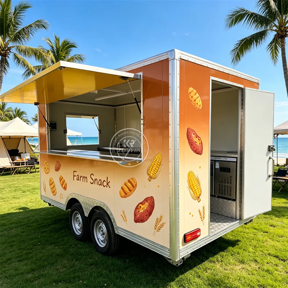 

Concession Mobile Fast Food Trailer Cart Outdoor Snack Pizza BBQ Cart Street Food Truck With Full Kitchen For Sale
