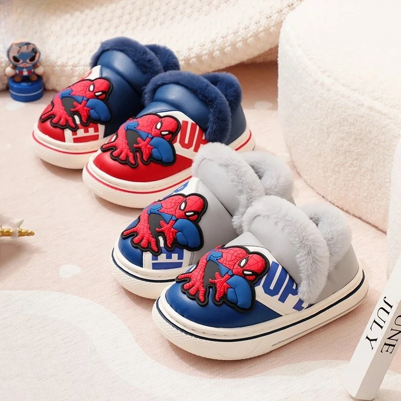 

Spider-Man PU Leather Kids Slippers Waterproof Cartoon Thick Sole Non-Slip Marvel