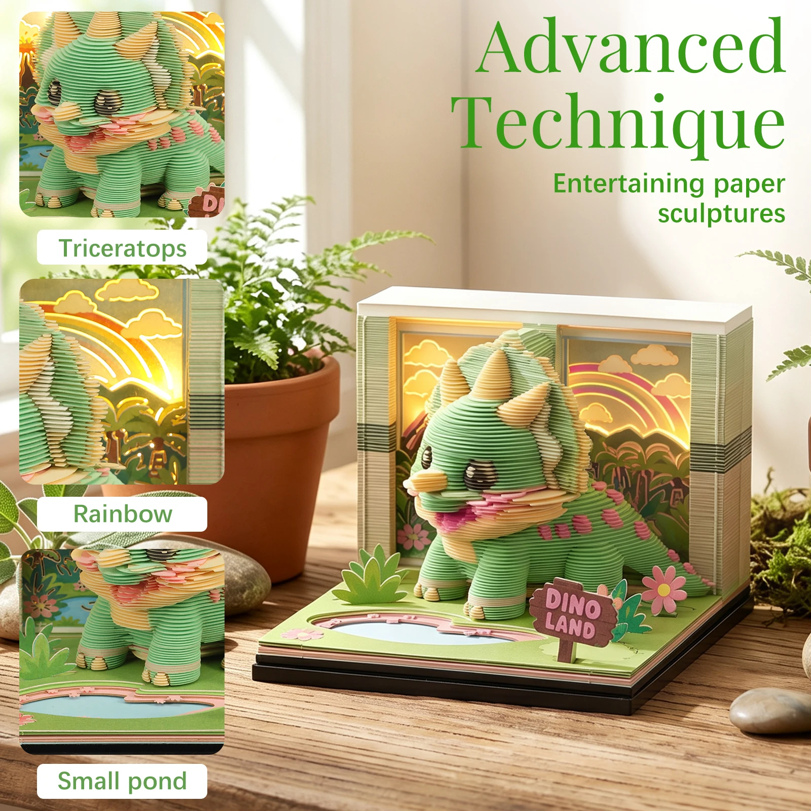 2027 3D Paper Sculpture Calendar Tear Off Calendar Notes with Acrylic Case 3D Memo Pad Calendar for Home and Office Table Decor