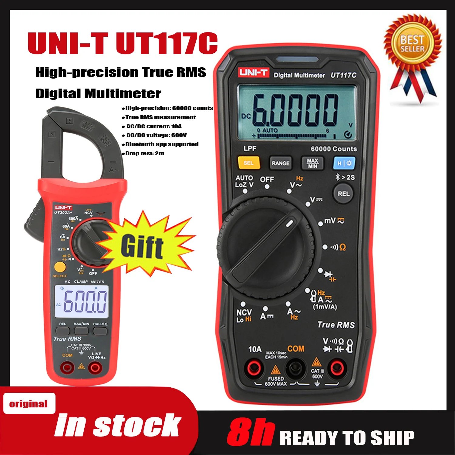 UNI-T UT117C High-precision True Effective Value Professional Multimeter AC/DC Multi-purpose Electrical Original Ohmmeter.