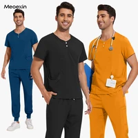 Uniforme de Hospital para enfermera, uniformes quirúrgicos Unisex para hombres y mujeres, artículos de farmacia suaves para enfermería, pantalón superior de manga corta