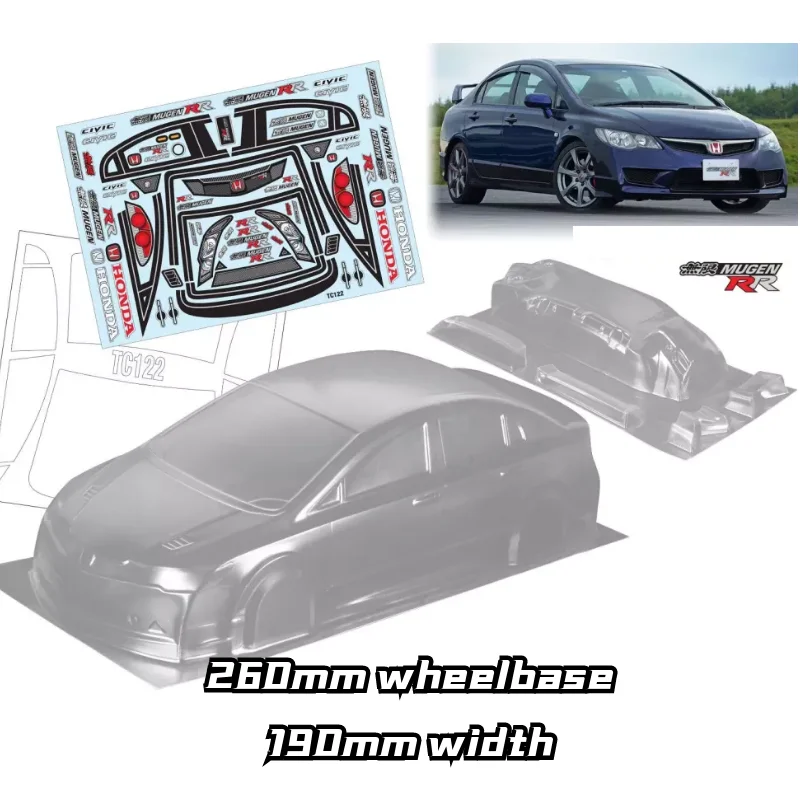 1/10 PC RC shell body Civic FD2 Type R 195mm width 260mm wheelbase Transparent shell body lampshade for 3R mst yokomo hpi hsp