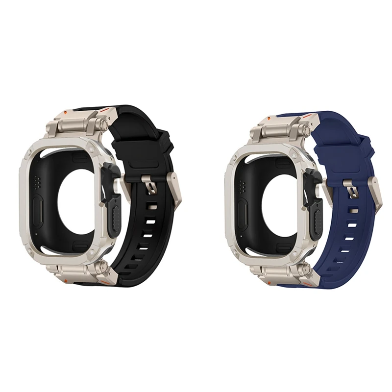 TPU i silikonowa bransoletka ochronna etui na Apple Watch 9 Ultra 49Mm, wytrzymały zestaw chroniące przed upadkiem