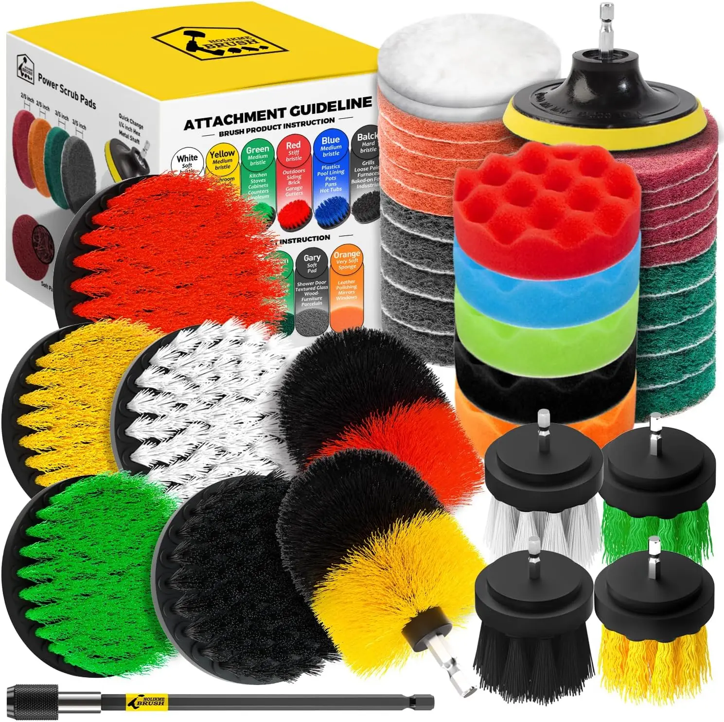 

40 Piece Drill Brush Attachment Set Scrub Pads Scouring Pads Power Scrubber Brush with Extend Long