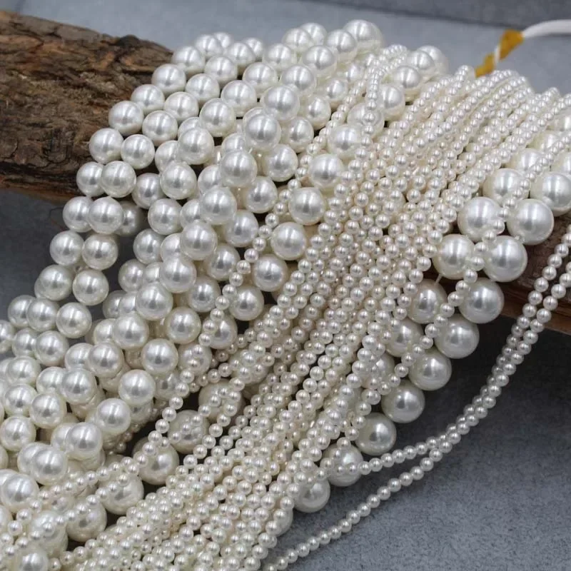 White High Quality Round Shell Beads Imitation Pearl Elegant Luxury Jewelry DIY Necklace Bracelet Accessories Gift