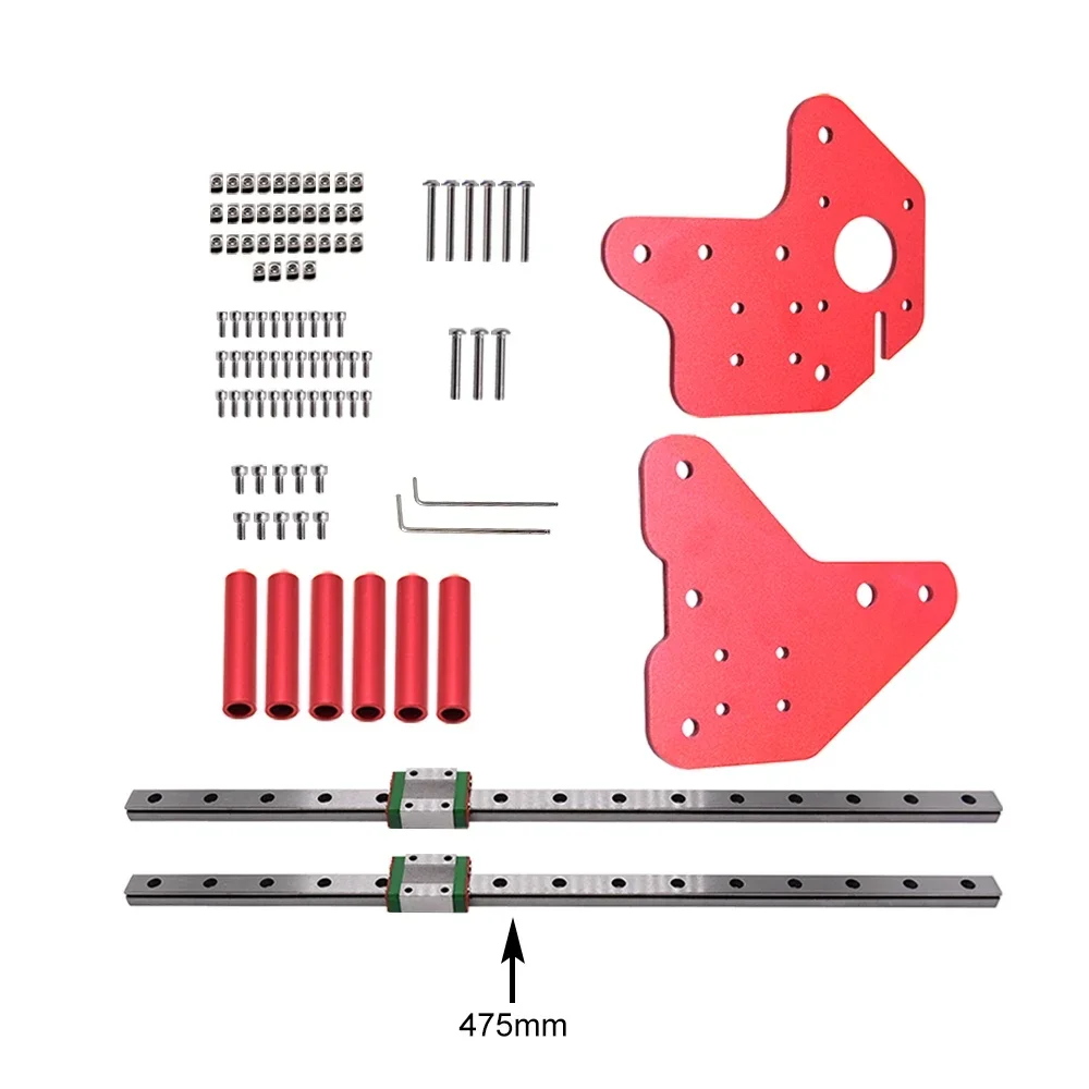 3D Printer Upgrade Dual Z-Axis MGN12C Linear Rails Kit with Fix Plate Mount Bracket for Ender 3/3Pro/V2 CR-10/10S/V2 475mm 318mm