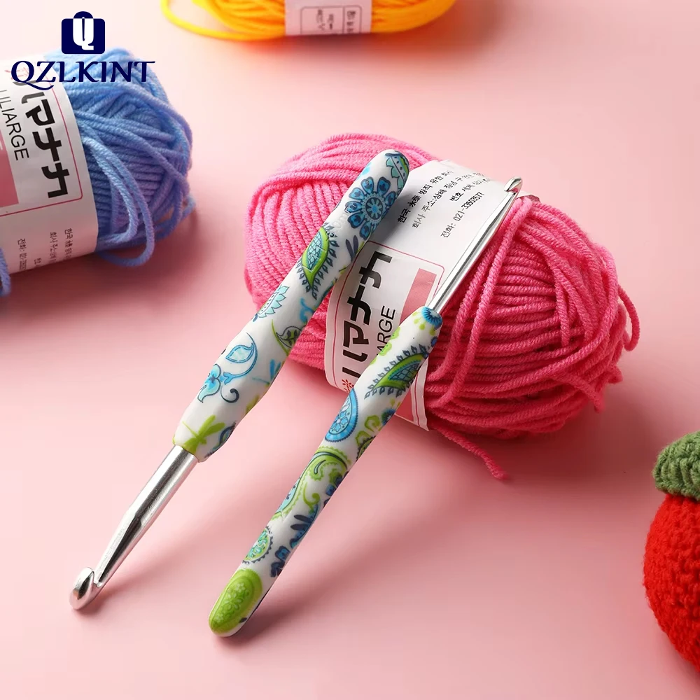 

New Cashew Flower Crochet Hooks Knitting Needles Set Aluminum Crochet Hook Set Ergonomic Grip Sewing Accessories Women Gift 2023