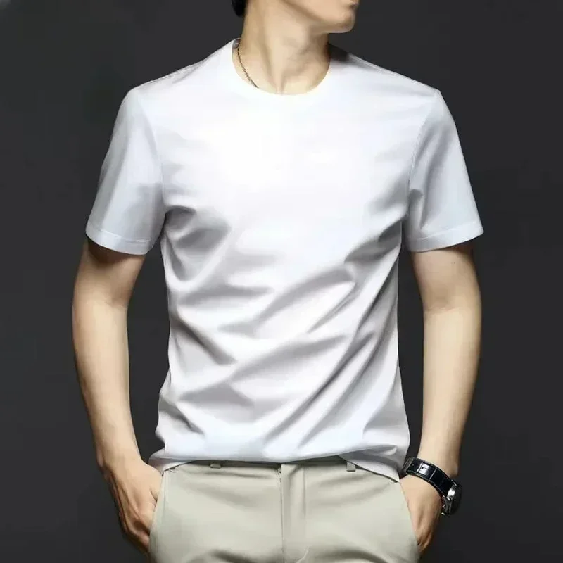 2025 جديد الصيف الرجال مريحة وغير رسمية فضفاضة المتضخم ستار شعار نمط الشارع الرياضة جولة الرقبة قصيرة الأكمام تي شيرت